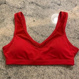 Red Fabletics Mesh Scoop Sports Bra